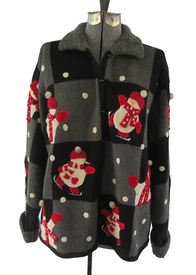 Marisa  Christina 2X Christmas Collection cardigan snowmen on skates rj - Image 1 of 4