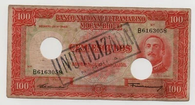 MOZAMBIQUE 100 ESCUDOS 1958 PICK 107 INUTILIZADA NAMPULA LOOK SCANS - Image 1 of 2