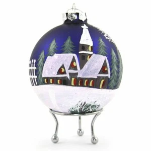 Christmas Village Bauble, Hand Painted Christmas Decoration, Glass - Picture 1 of 7