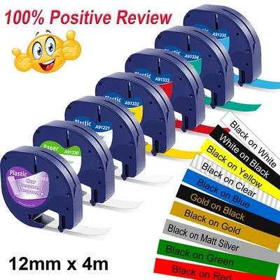 Dymo 91201 LetraTag Refill Black on White Plastic Label Tape 12mm for LT-100H - Image 1 of 4