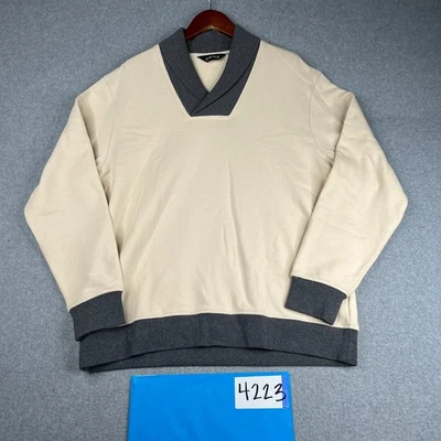 Suéter Orvis Grande Gris Marfil Mantón Cuello Manga Larga Pullover Informal Para Hombre Foto 1 de 4