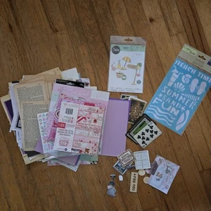 Paper Crafting Supplies Lot Stencil Dies Book Pages Adhesives Cardstock - Picture 1 of 24