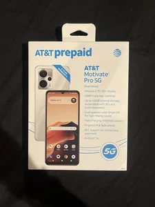 AT&T Motivate Pro 5G 6.75HD+/NFC/128Gb/50MP/5000mAh Pearl White Prepaid Phone - Picture 1 of 5