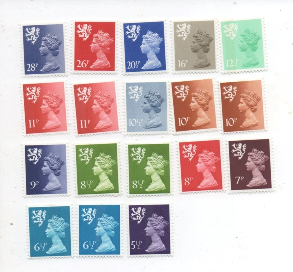 Reino Unido Escocia lote de 18 cabezales de máquina MNH como nuevos nunca articulados Foto 1 de 1