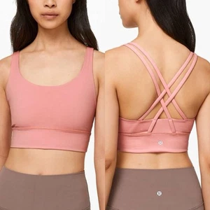 Lululemon Energy Strappy Longline Bra Womens Size 6 Peachy Pink - Picture 1 of 5