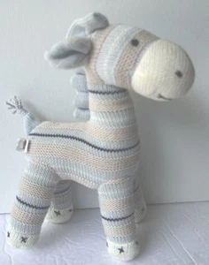 Pottery Barn Kids Horse Plush Crochet Sweater Knit Stuffed Animal Blue Stripe - Picture 1 of 5
