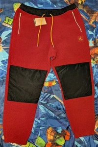 Nike Sz XL Air Jordan Mens Winter Sherpa Joggers Cherrywood Red DV1569-680 NWT - Picture 1 of 4