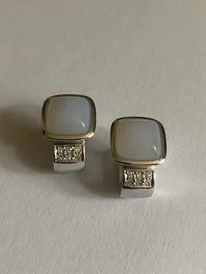 Elegante Chalcedon-Brillant Ohrringe, 585 Weißgold, neu - Bild 1 von 4