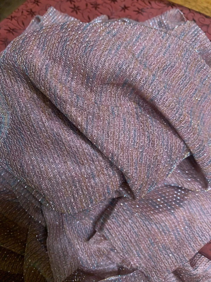 Remanente - Vintage semi transparente rosa brillante gris con tela tejida de lúrex plateado Foto 1 de 1