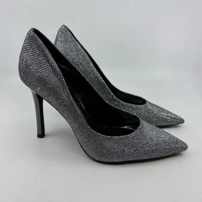 Guess Pointed Toe Glitter Pumps Womens 8 1/2 M Silver Dressy High Heels Office - Image 1 of 4