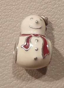 Happy Schneemann Original Pandora Weiß/Rote Emaille Urlaub Charm 791406ENMX W - Bild 1 von 14