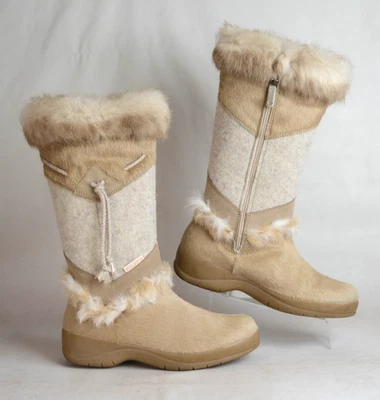 Tecnica Mujer 8.5 Invierno Botas de Nieve Lana Piel Beige Italia Usadas en Excelente Condición Foto 1 de 4
