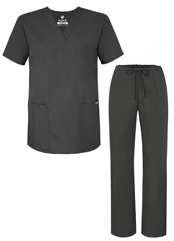 Conjunto exfoliante médico médico de enfermería Adar para hombre uniforme cuello en V camisa y pantalones Foto 1 de 4