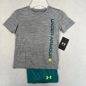 Under Armour Boys Size 5 Shorts Outfit Gray Teal msrp $40 - Picture 1 of 3