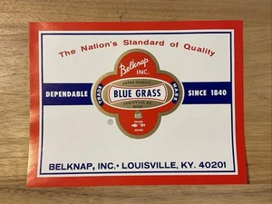 Vintage Belknap Blue Grass Since 1840  Louisville KY Paper Label  - Picture 1 of 4