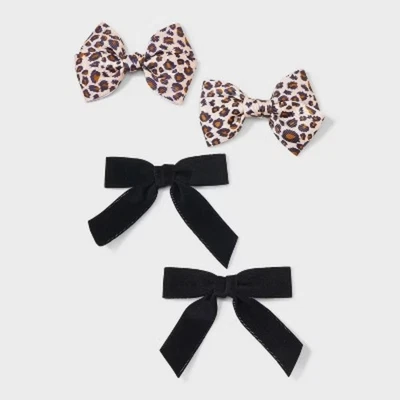Girls' 4pk Salon Bow Clip Set - Cat & Jack Black/Brown - Image 1 of 3