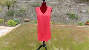 Maison Jules Etuikleid Damen Gr. S Hibiskusrot Spitzenbesatz V-Ausschnitt neu mit Etikett   - Bild 1 von 5