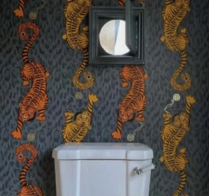 Clarke & Clarke Animalia Tigris Flame Wallpaper 5060040180013 - Picture 1 of 5