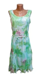 Luisa Cerano Mujer Vestido Seda Talla M Azul Verde Floral - Imagen 1 de 13