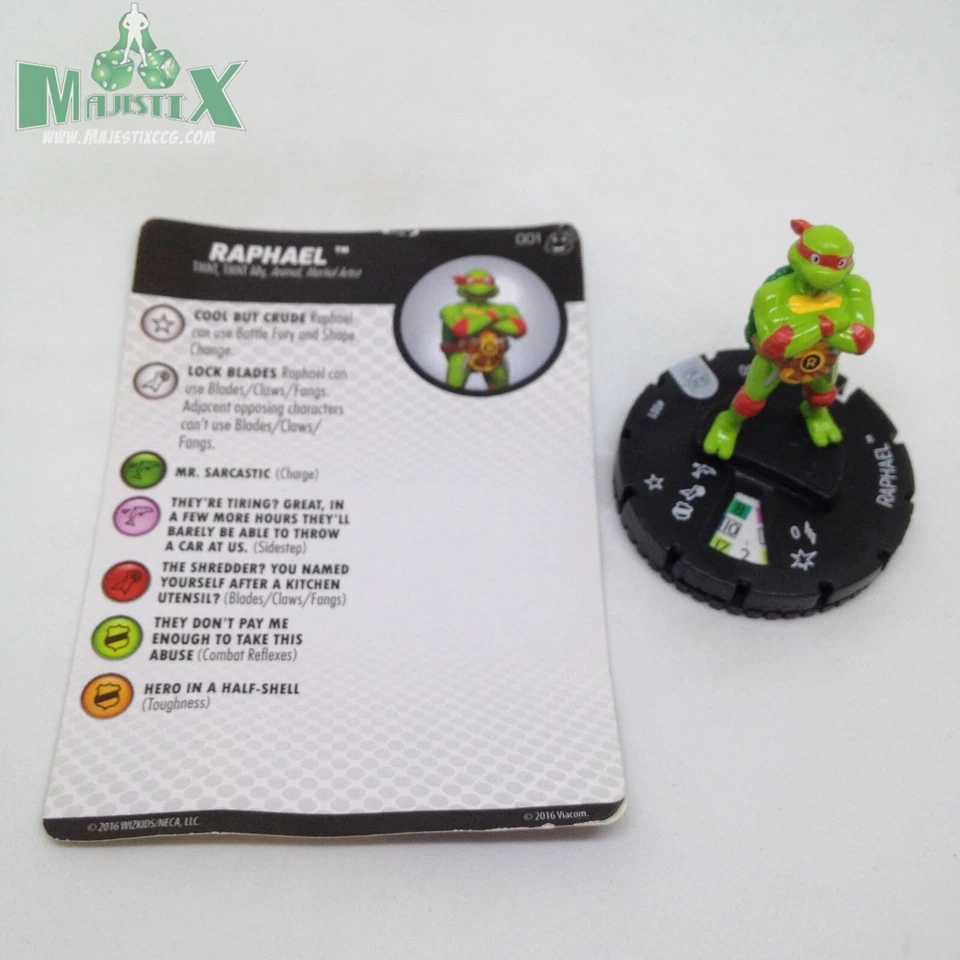 Heroclix Teenage Mutant Ninja Turtles Serie 2 Rafael #001 Figura común con tarjeta Foto 1 de 1