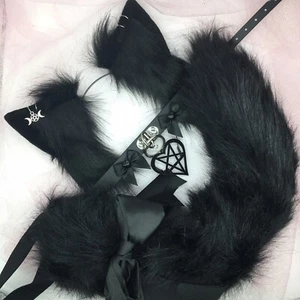 Disfraz Negro Cosplay Gatito Gato Diadema Orejas Cola Gargantilla Cuello - Imagen 1 de 2