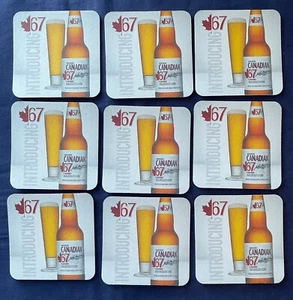 LOT OF * 9 * MOLSON CANADIAN 67 BEER MATS BEER COASTERS TWO SIDED - Picture 1 of 5