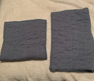 West Elm 2 Gray Blue Shams Linen Blend 1 Euro 1 Standard NWOT Ivory Stitching - Picture 1 of 10