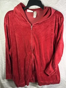 Elisabeth By Liz Claiborne Women's Size 3 Plus Velvet Red Zipper Hoodie Vintage - Picture 1 of 5
