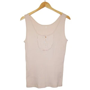 GAP Tank Top Cotton Frill Button Detail, Light Pink, XL (UK 14-16) - Picture 1 of 5