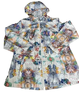SUSAN GRAVER-Water Resistant Packable Anorak Jacket Hoodie Zipper Lightweight L - Picture 1 of 15