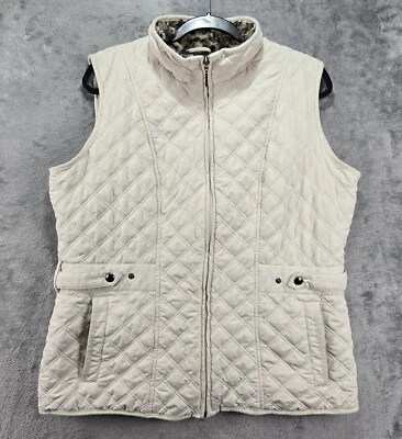 Chaleco impermeable para mujer XL beige tostado acolchado forrado de piel sintética bolsillos con cremallera acogedor Foto 1 de 4