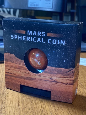2021 Barbados SPHERICAL MARS 3D Planet 1 Oz Silver Coin 5$ Ready To Ship Cover