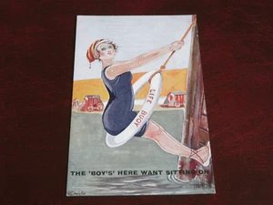 ORIGINAL G. F. CHRISTIE SIGNED COMIC GLAMOUR POSTCARD - LIFE BUOY. - Foto 1 di 2