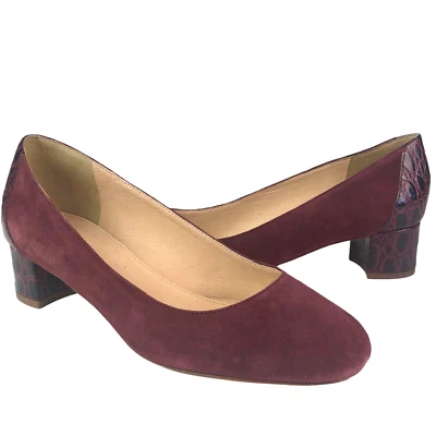 Замшевые туфли-лодочки на блочном каблуке J Crew Evelyn 6,5 бордовые классические офисные опрятные туфли - Изображение 1 из 4