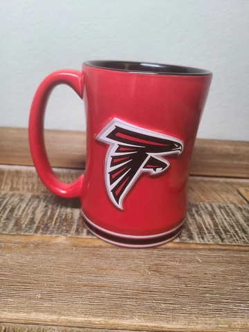 Boelter Brands NFL 14oz Ceramic Embossed Coffee Mug Black Red Atlanta Falcons Cover