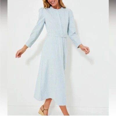 Tuckernuck моря полоски Catherine подпоясанный длинным рукавом макси платье в сланец синий новый - Изображение 1 из 4