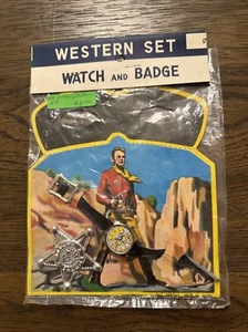 Lone Ranger Style Western Set Watch, Badge & Mask 1950's Japan - Picture 1 of 8