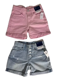 🛍️NEW W/ TAGS! Girls Old Navy Denim Shorts Size M/8 - Blue denim & Pink Denim - Picture 1 of 2