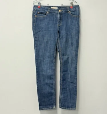 Pantalones de mezclilla rectos de tiro bajo Michael Kors para mujer talla 8 con tachuelas logotipo MK Foto 1 de 4