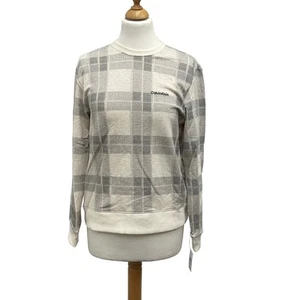 Calvin Klein Plaid Long Sleeve Sleepwear Top Beige XS - Picture 1 of 12