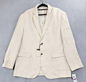 Tasso Elba Island 100% Linen Blazer Mens 2XL 48-50 Beige 2 Button Sport Coat - Picture 1 of 17