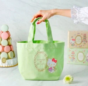 LADUREE Paris × Hello Kitty Collabo Mini Tote Bag Green Embroidery Sanrio NEW - Picture 1 of 4