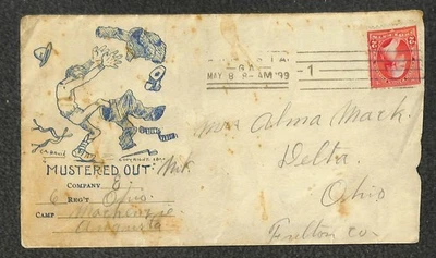 USA 279B SELLO AUGUSTA GEORGIA OHIO GUERRA HISPANOAMERICANA CUBIERTA PATRIÓTICA 1899 R Foto 1 de 2