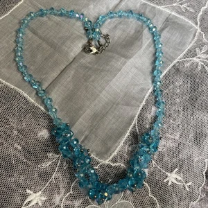 Hand Crafted Silver Tone Blue Crystal Glass Beaded 17 Necklace E-26 - Picture 1 of 4