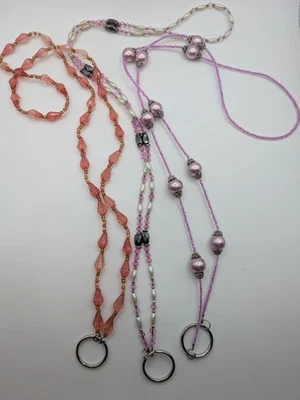 Cierre de cordón con cuentas multicolor hecho a mano 3 para insignia de identificación vidrio y plástico Foto 1 de 4