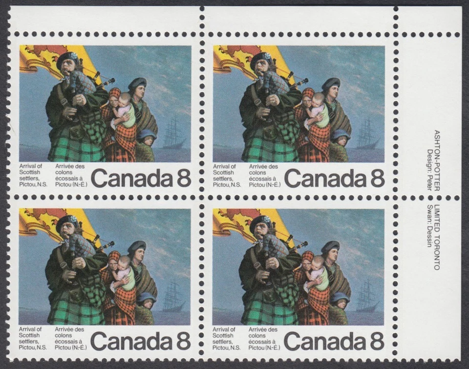 Canada - #619 Scottish Settlers Plate Block - MNH - Image 1 of 1