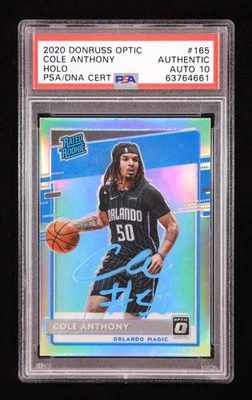 Cole Anthony Signed 2020-21 Panini Donruss Optic Holo #165 RR RC (PSA | Auto 10) - Image 1 of 2
