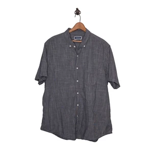 Club Room Men's XXL Gray Woven Cotton Stretch Short Sleeve Button Down Shirt - Picture 1 of 4