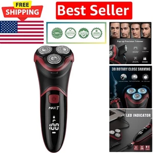 Men's Rechargeable Electric Shaver with USB Quick Charge & Pop-up Trimmer, Red - Picture 1 of 9