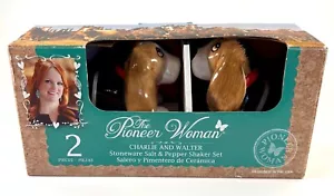 The Pioneer Woman, Stoneware Salt & Pepper Shakers, Charlie And Walter, NEW - Picture 1 of 12